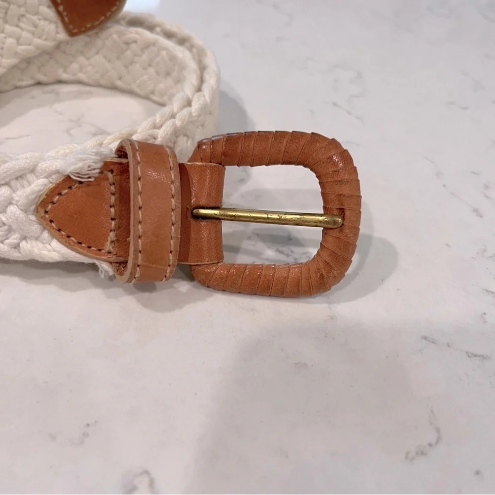 VINTAGE Liz Claiborne Crochet & Leather Woven Belt Size Small
